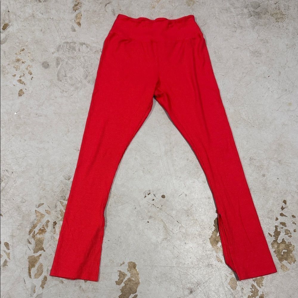 YEAR OF OURS Red Ribbed Legging with Bottom Slit - Medium WORN ONCE